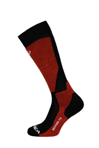 MERINO 70 SKI SOCKS, BLACK/RED